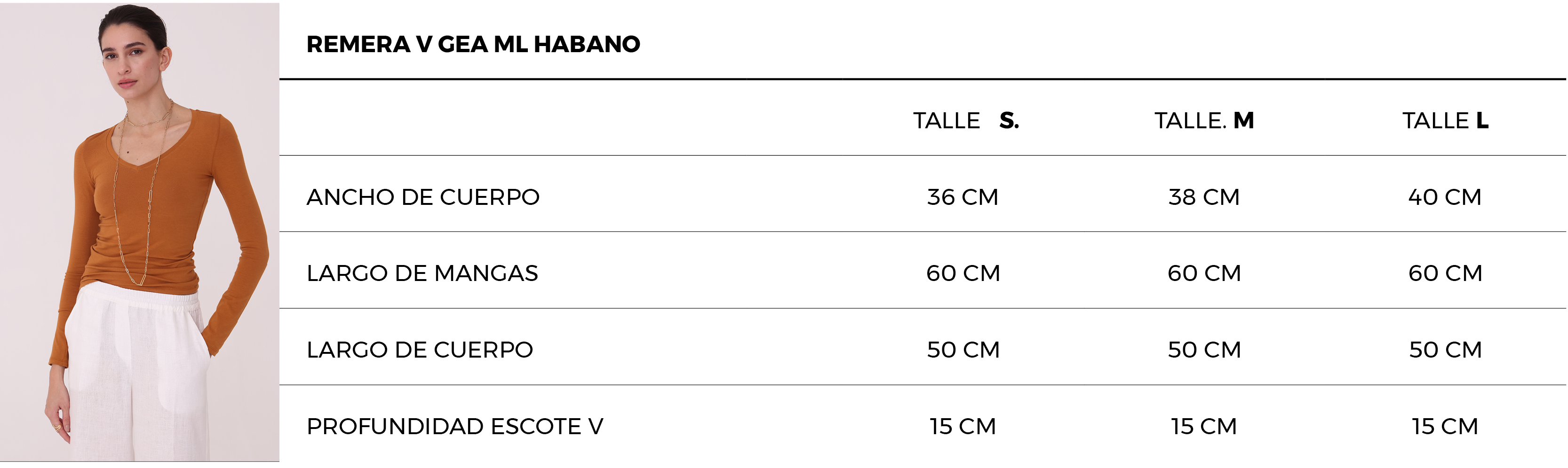 Remera V Gea Ml habano